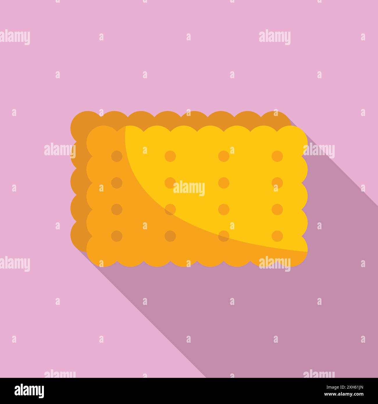 Square cracker isolated on background with long shadow Stock Vector