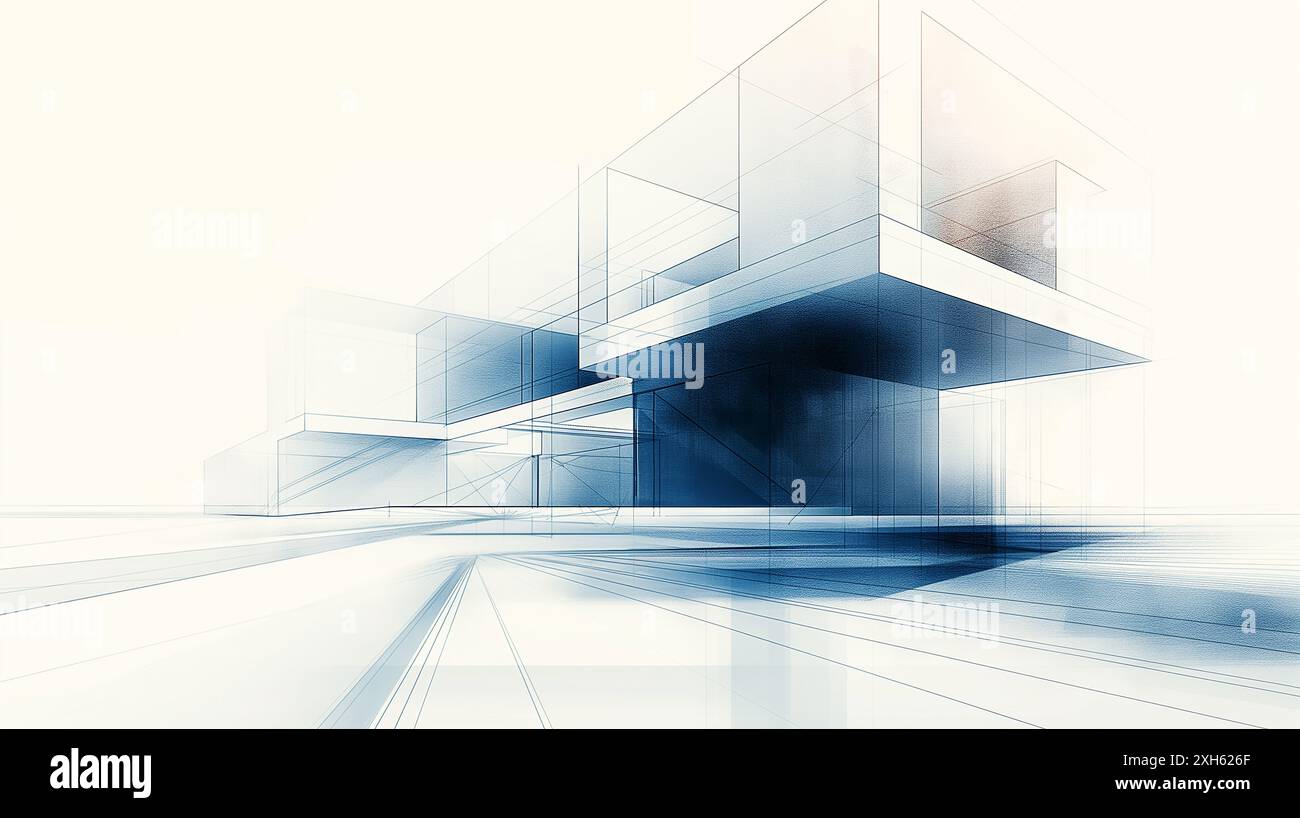 Abstract architecture drawing depicting modern geometric Stock Photo ...
