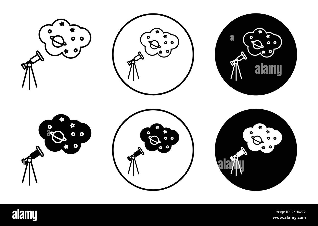 astronomy icon Vector symbol or sign set collection in black and white ...