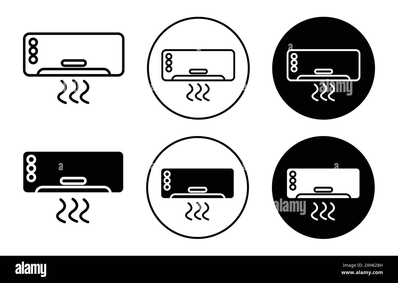 AC UNIT ICON Vector symbol or sign set collection in black and white outline Stock Vector Image