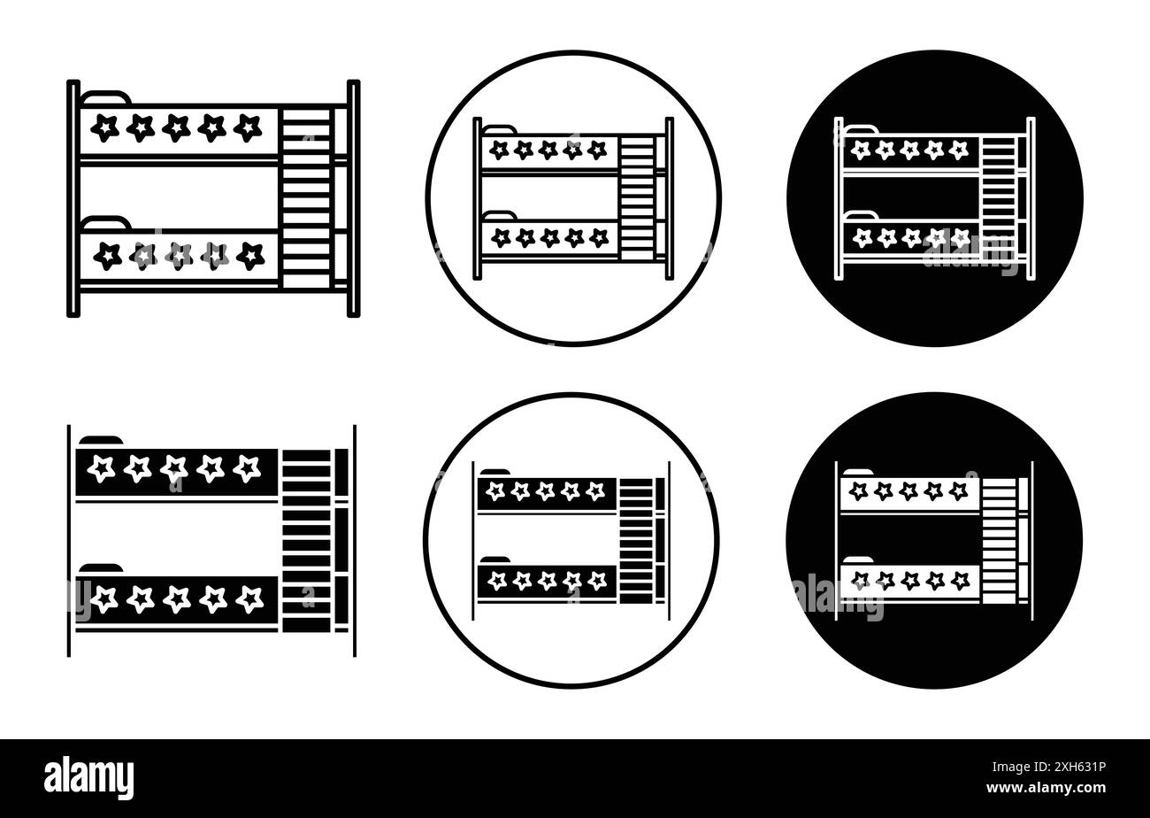 Bunk bed icon Vector symbol or sign set collection in black and white ...