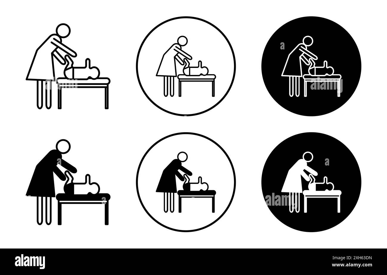 changing table icon Vector symbol or sign set collection in black and white outline Stock Vector