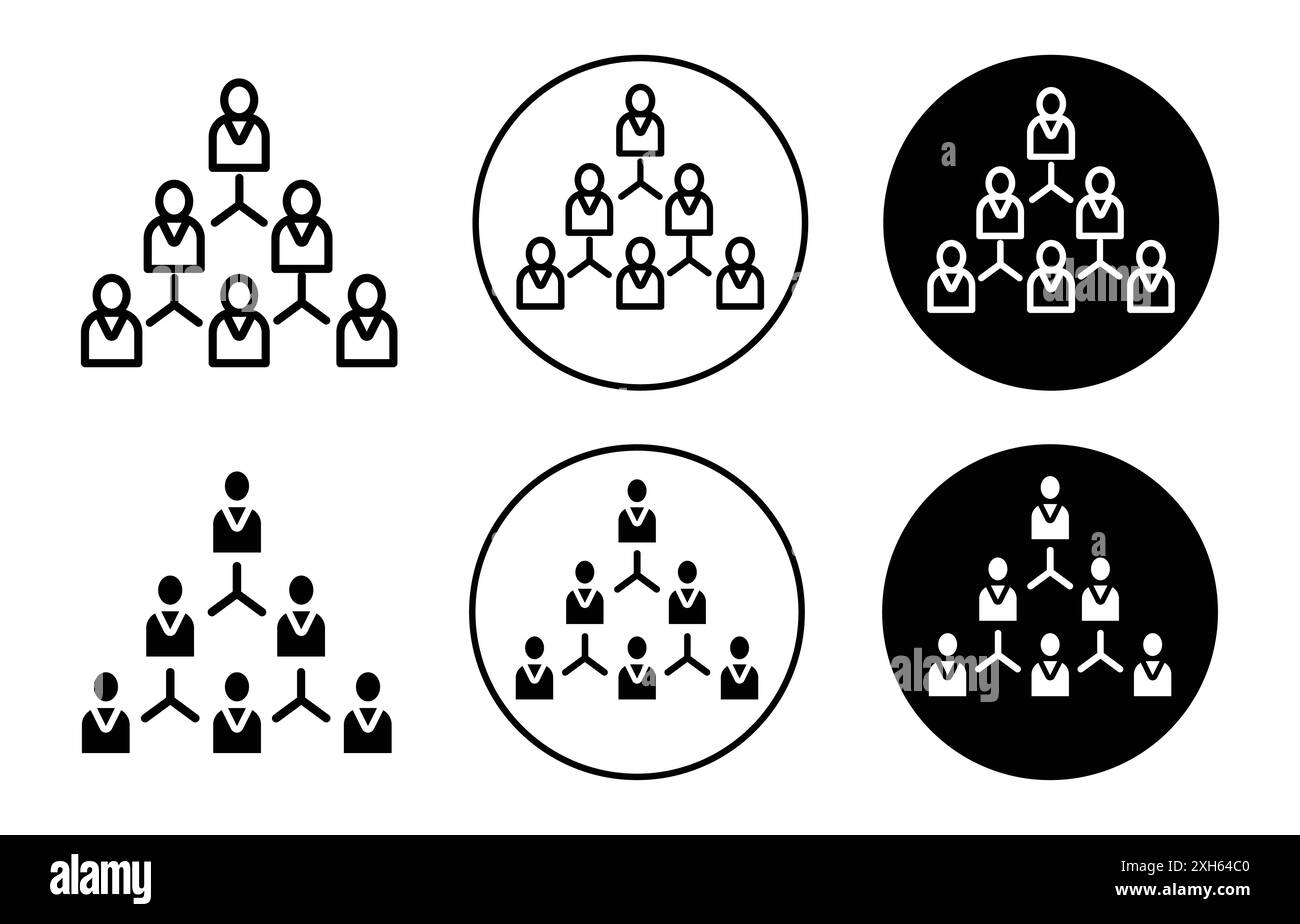 hierarcheal straucture icon Vector symbol or sign set collection in black and white outline Stock Vector