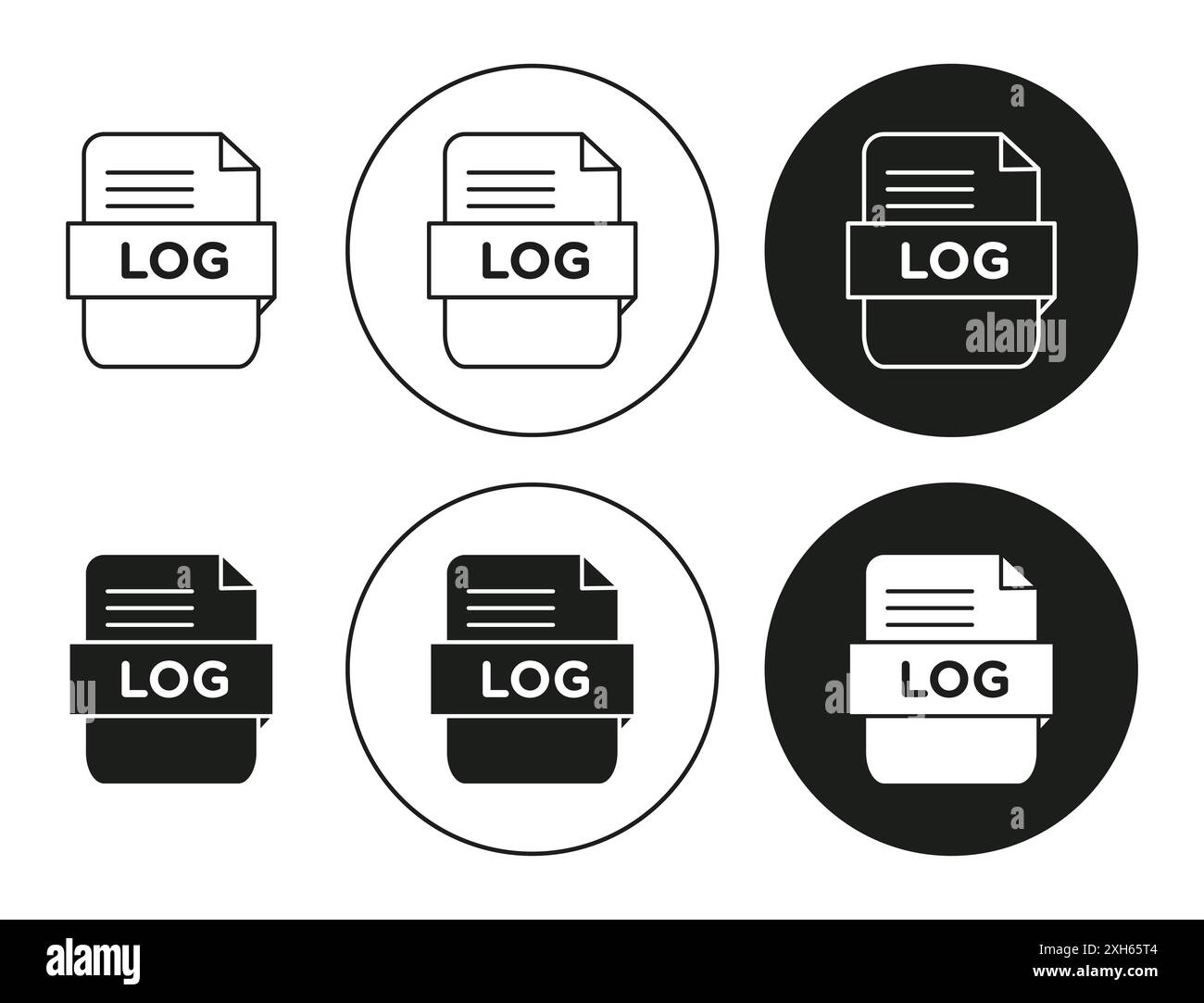 log file icon Vector symbol or sign set collection in black and white outline Stock Vector