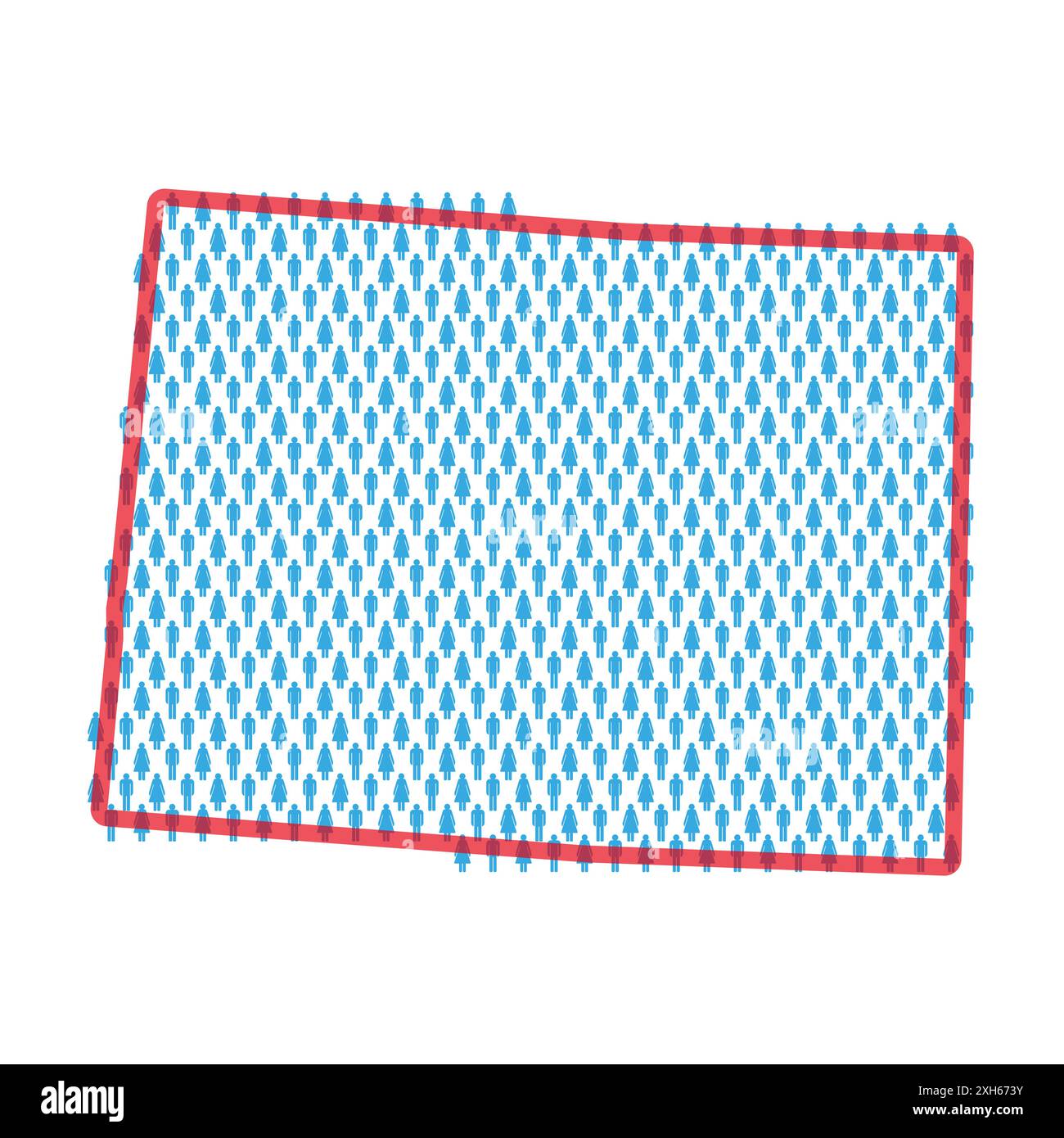 Colorado population map. Stick figures people map with bold red ...