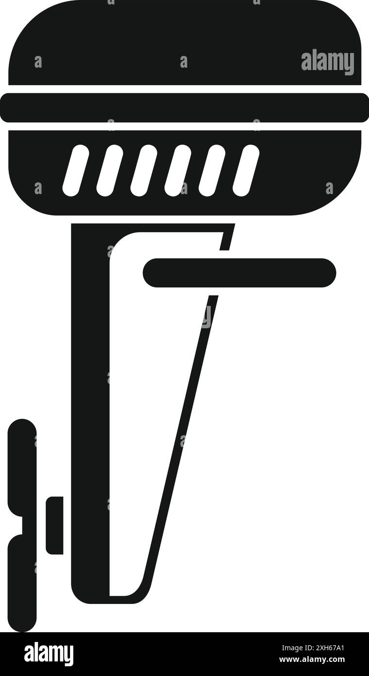 Simple, black and white icon of a motor boat engine, perfect for ...