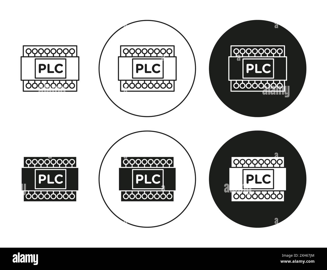 PLC icon Vector symbol or sign set collection in black and white ...
