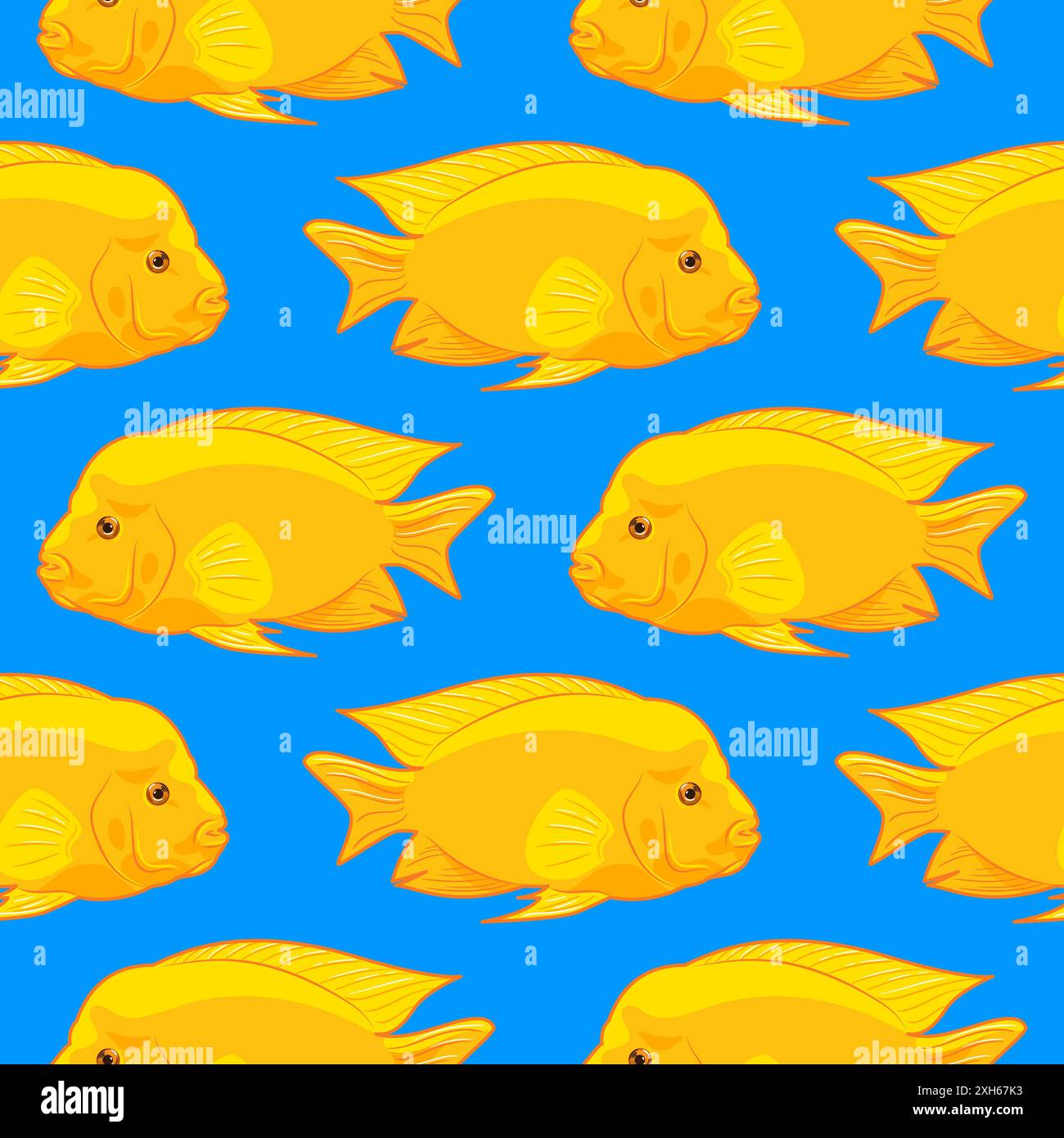 Yellow tropical fish seamless pattern. Stock Vector