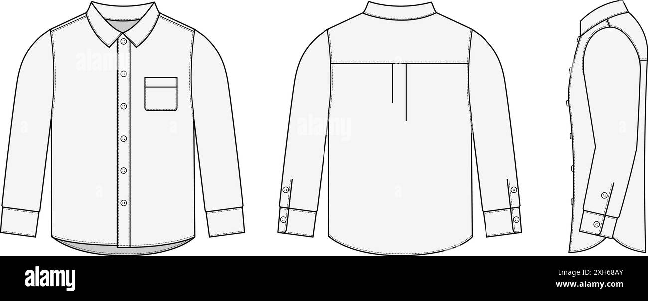 Dress shirt (button up shirt) vector template illustration Stock Vector ...