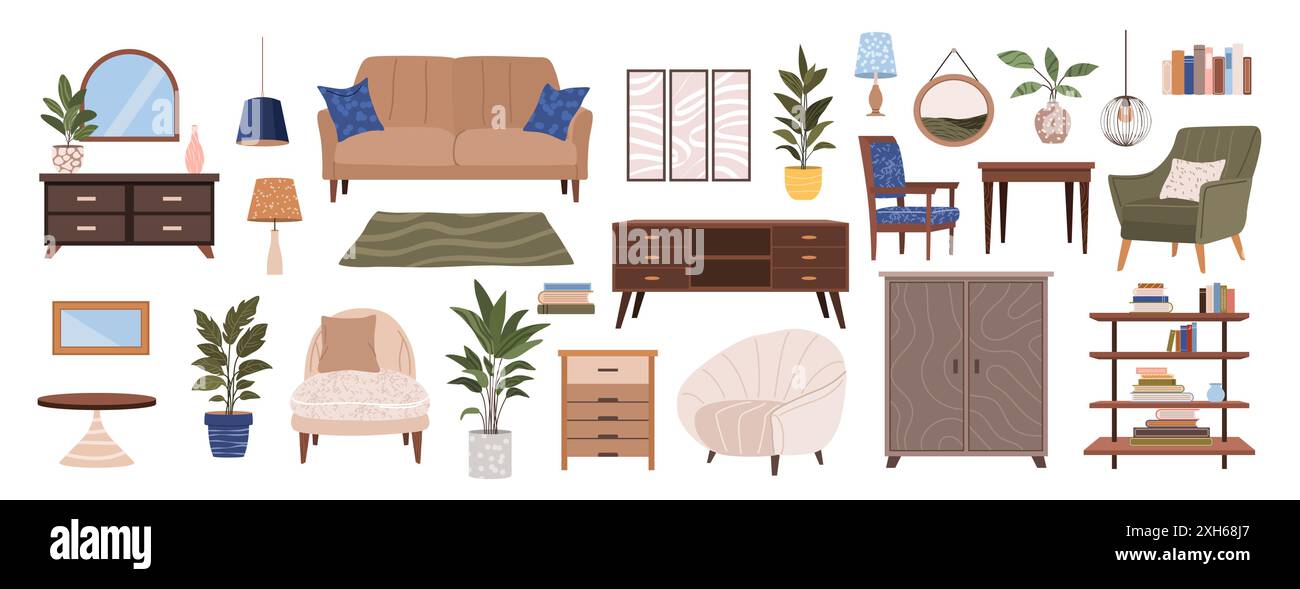 Home Interior, Furniture and Decor Set Stock Vector Image & Art - Alamy