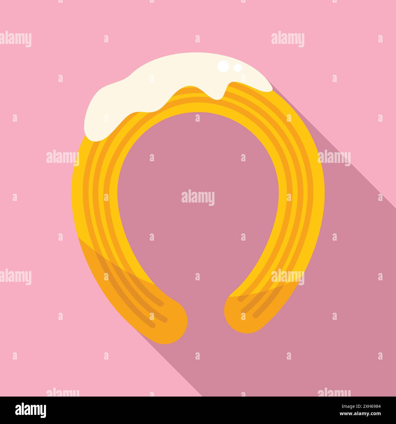 Churro spanish dessert icon, flat style, long shadow Stock Vector