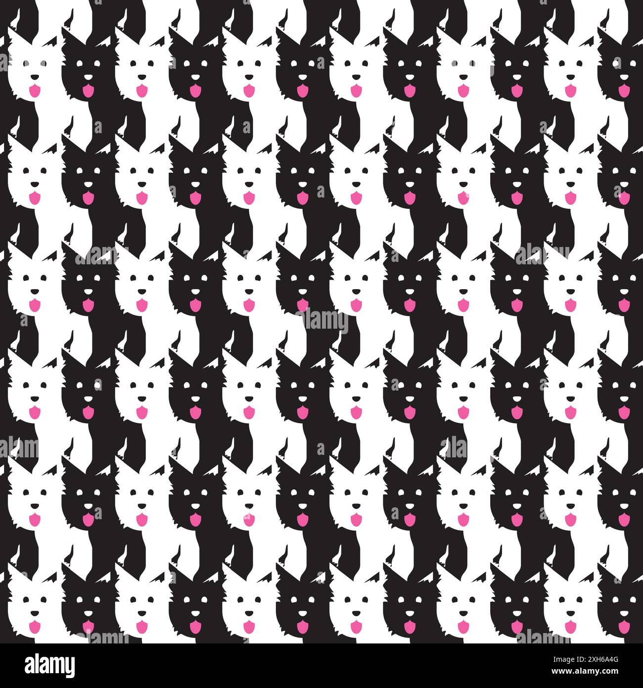 Dog Illusions, Black and White Terrier Tangle Stock Vector