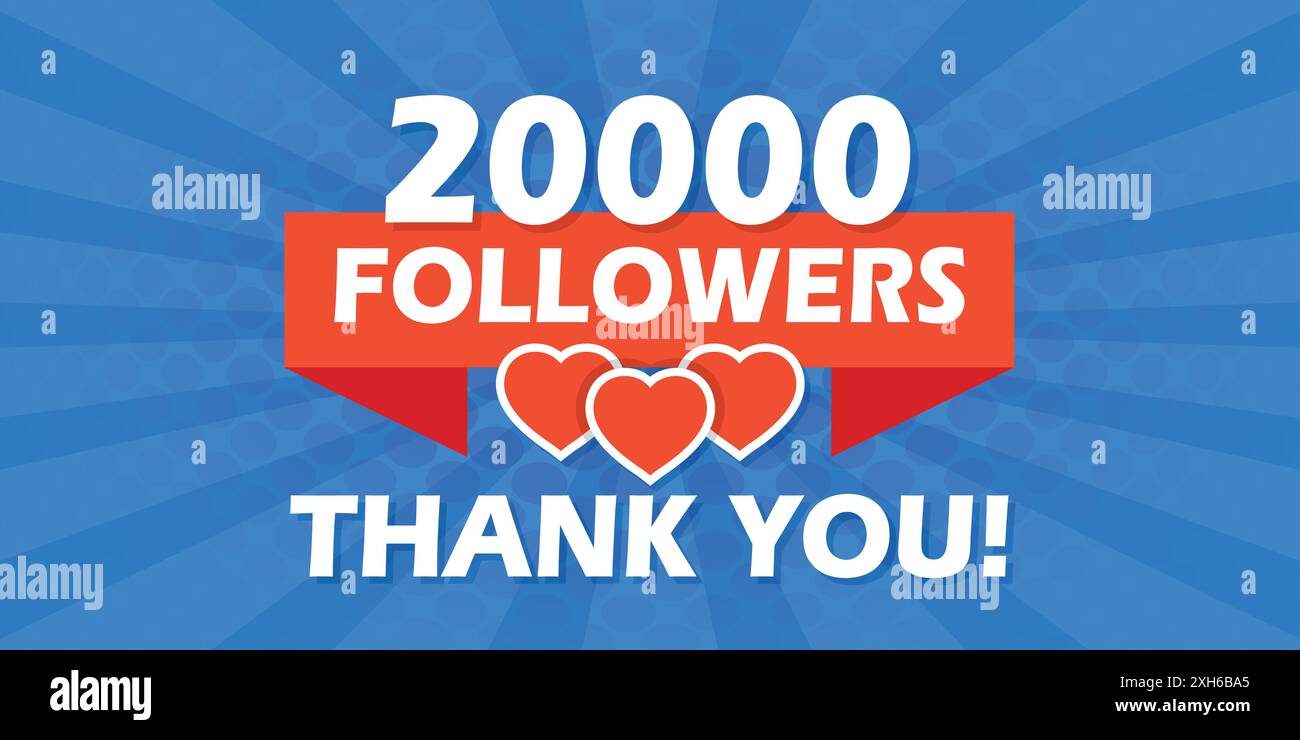 Thank you 20000 followers icon in flat style. Subscription amount ...