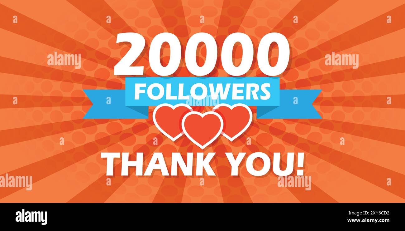 Thank you 20000 followers icon in flat style. Subscription amount ...
