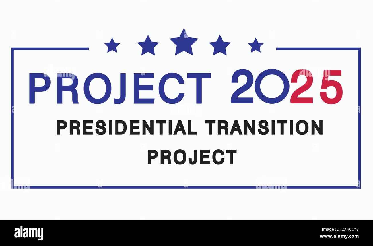 Project 2025, also known as the Presidential Transition Project, design with United states flag