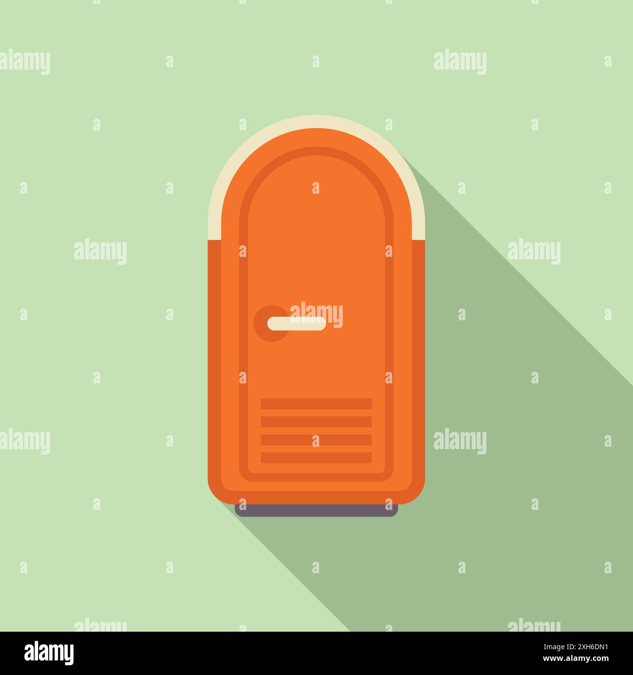 Illustration of a portable toilet cabin with closed door, commonly seen at outdoor events and construction sites Stock Vector