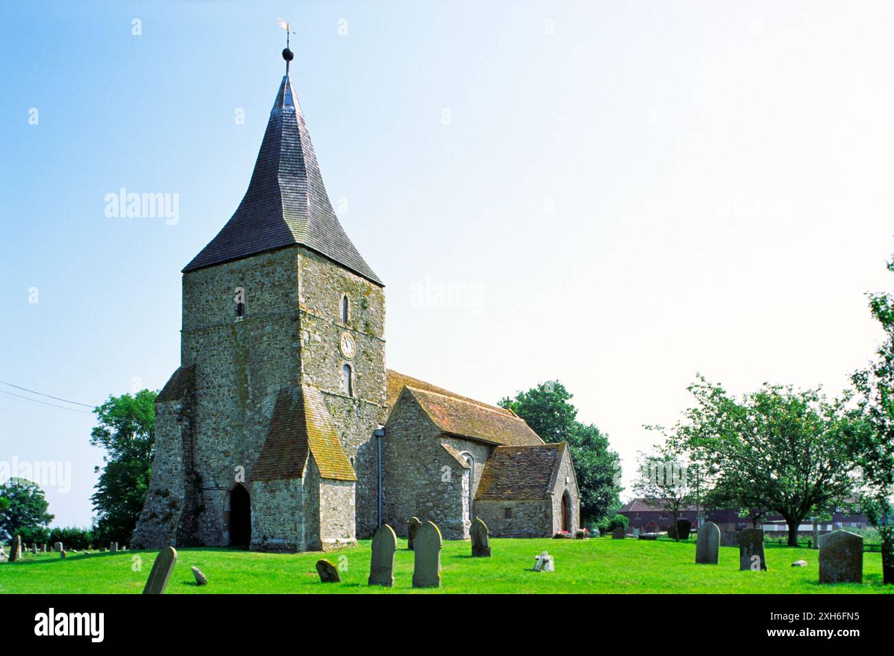 St Mary's Church in the village of St. Mary in the Marsh, Romney Marsh, Kent, England, UK Stock Photo