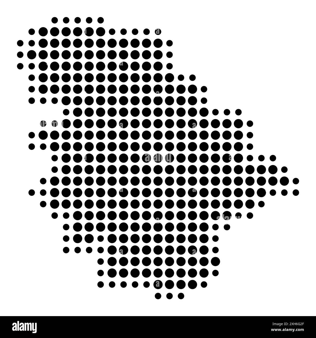 Symbol Map of the Union Territory Jammu and Kashmir (India) showing the state/province with a pattern of black circles Stock Vector