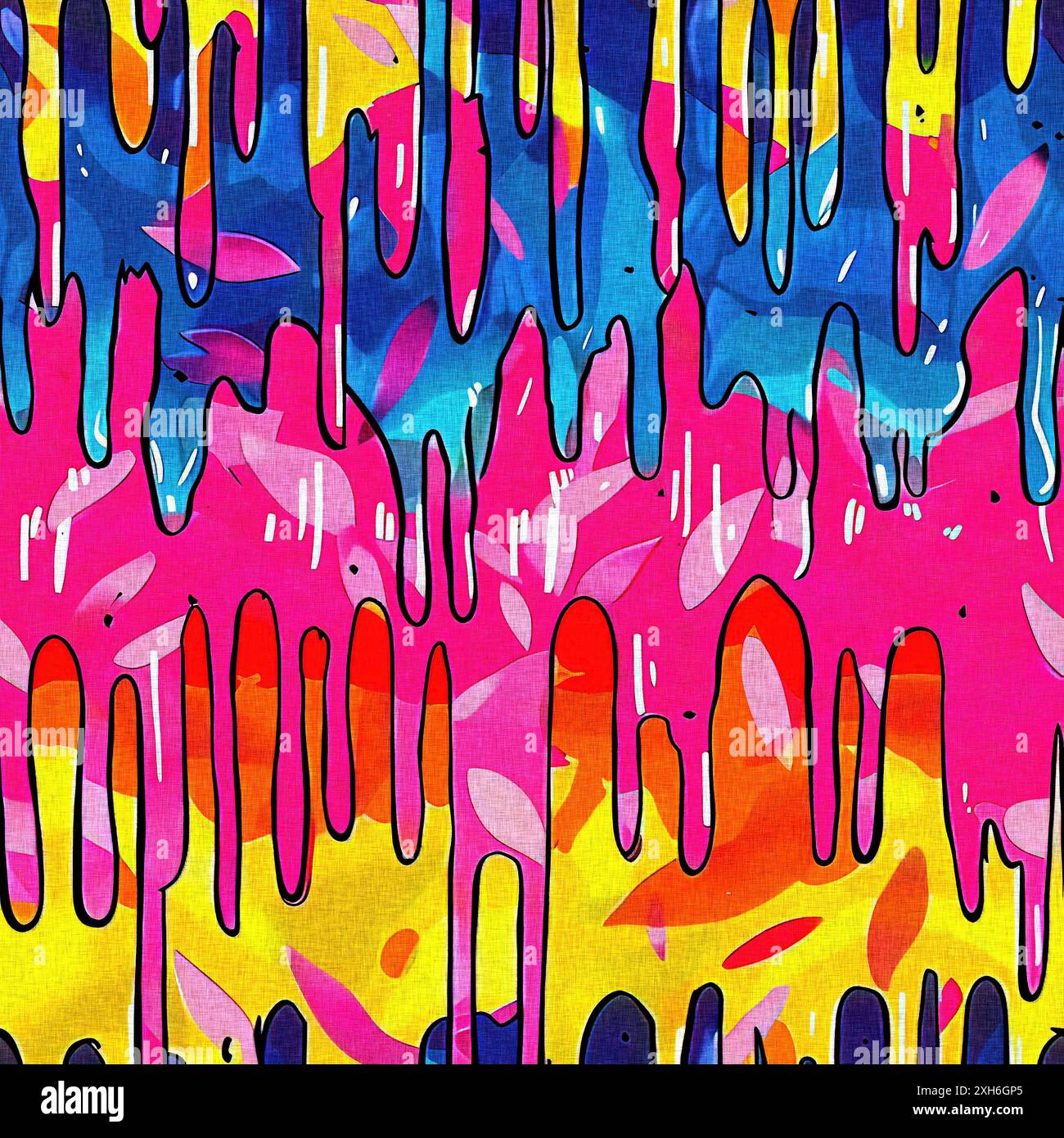 Fun dripping paint effect digital pattern with whimsical ink splodge ...