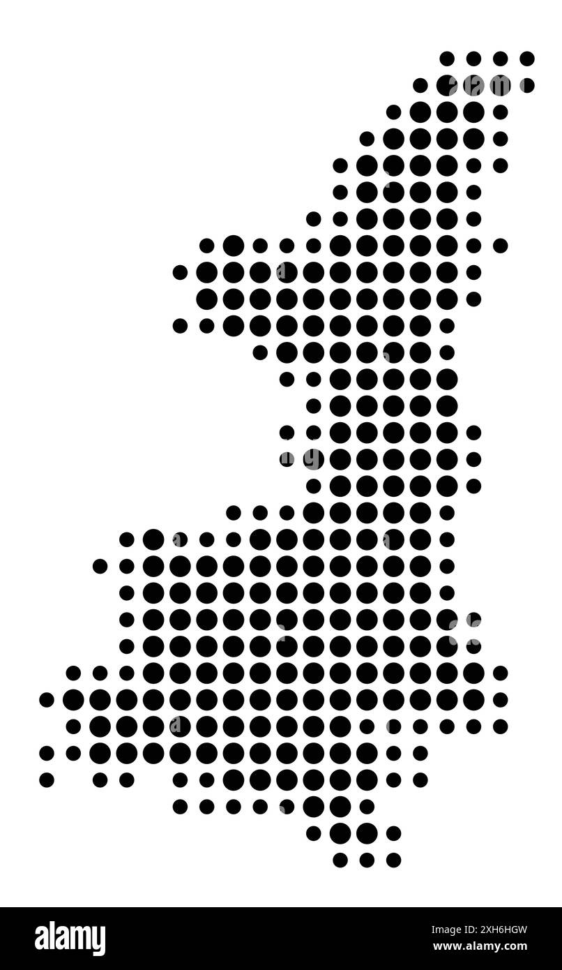 Symbol Map of the Province Shaanxi (People's Republic of China) showing the state/province with a pattern of black circles Stock Vector