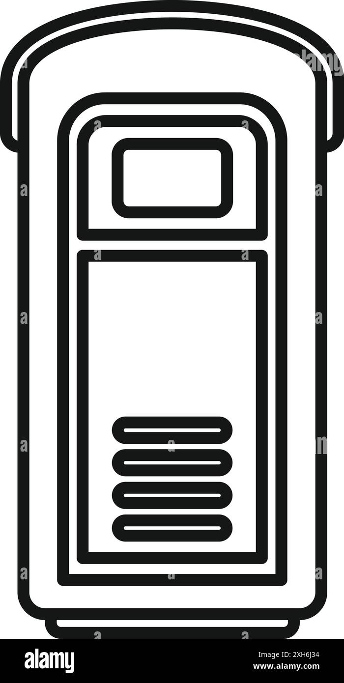 Simple black and white illustration of a public trash can with a ...