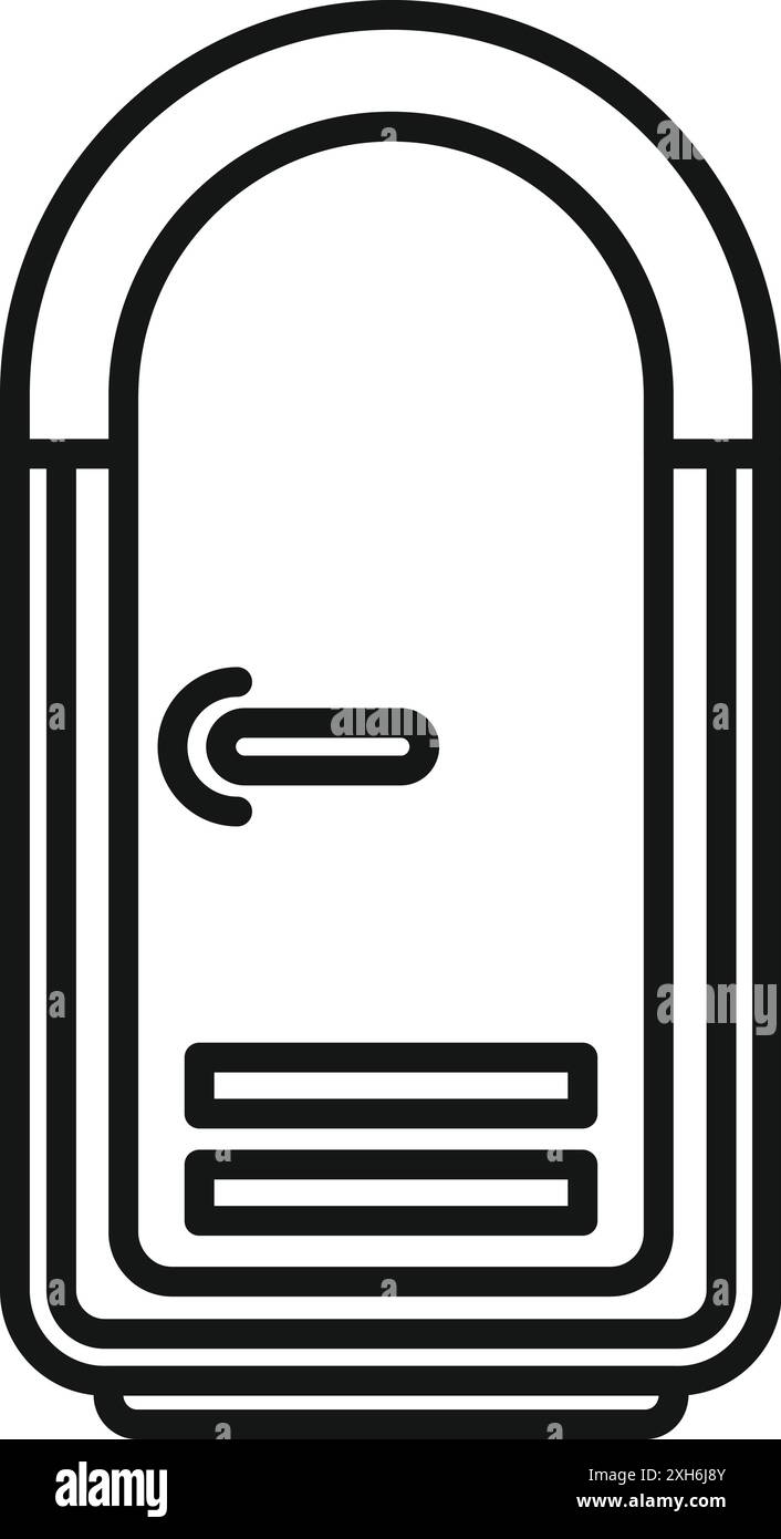 Public toilet bio toilet icon in outline style illustrating an outdoor ...