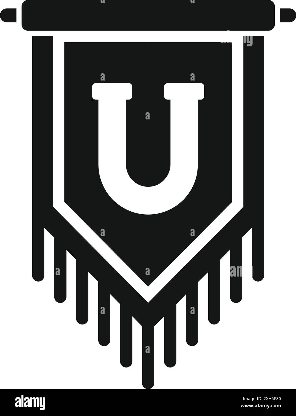 Black And White Pennant Hanging With Letter U For University Sports black-and-white-pennant-hanging-with-letter-u-for-university-sports