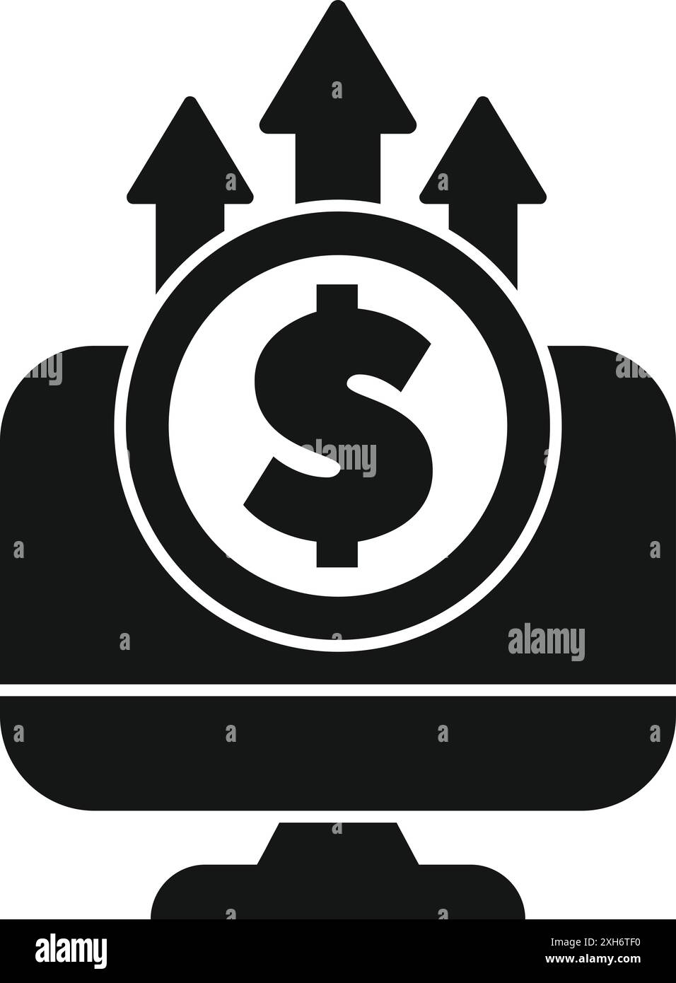 Black and white icon of computer screen with dollar sign and three ...