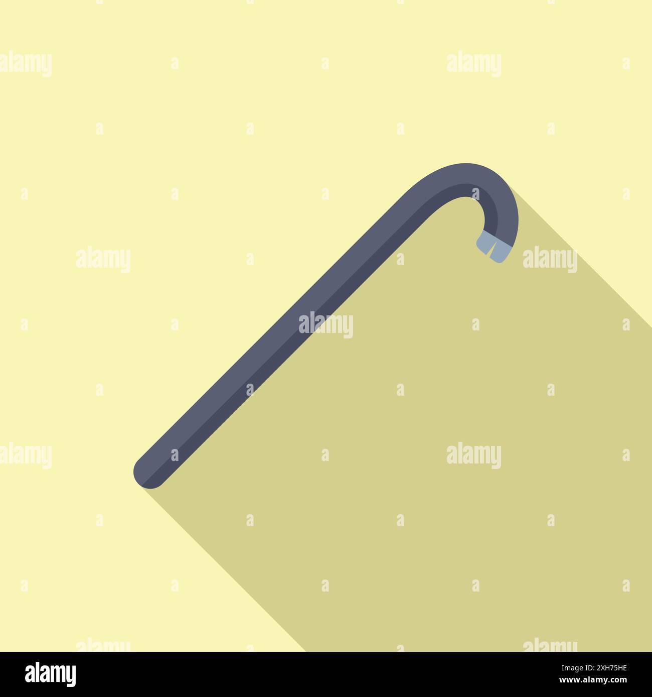 Crowbar is lying on a yellow background, casting a long shadow Stock Vector