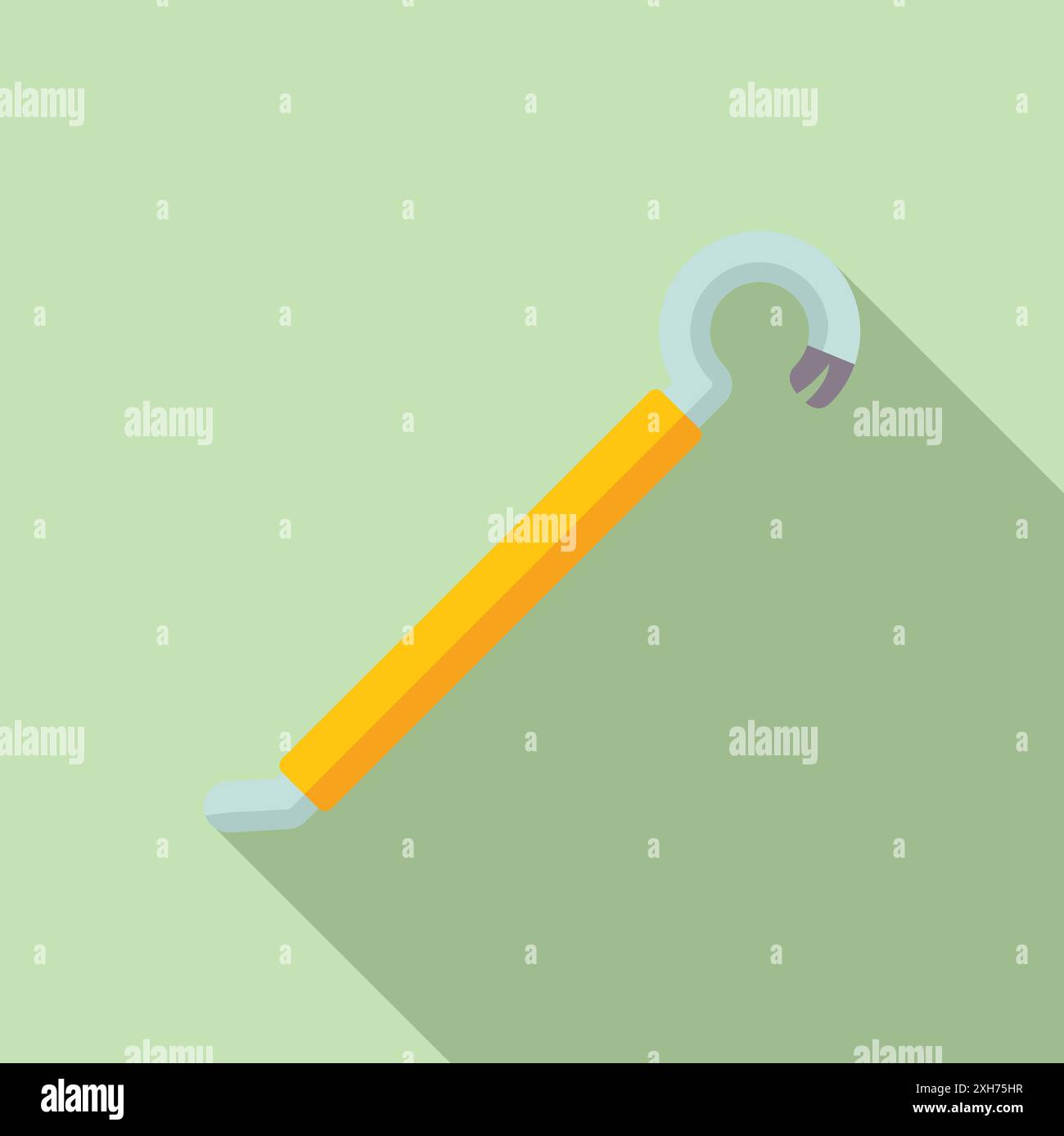 Crowbar tool lying isolated on green background Stock Vector