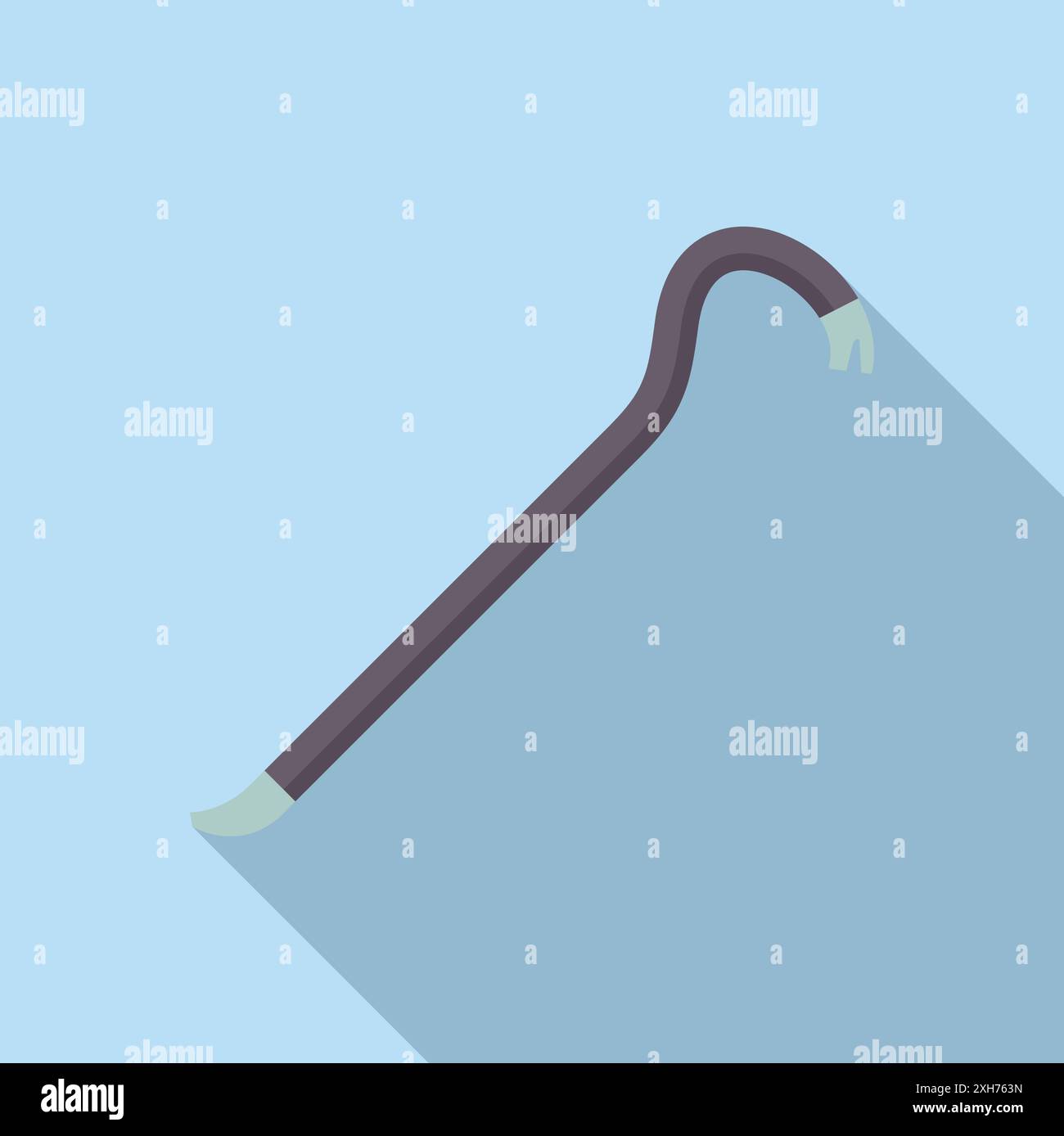 Crowbar is lying on a blue background, casting a shadow Stock Vector