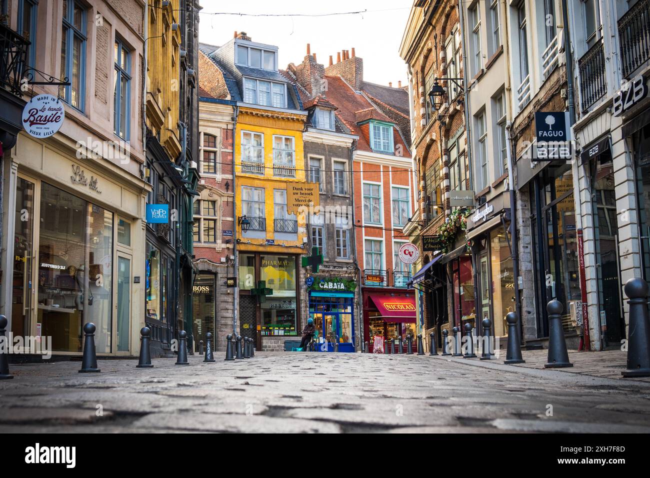 Lille France August 08 2022 Street And Shops In The Old City Of 