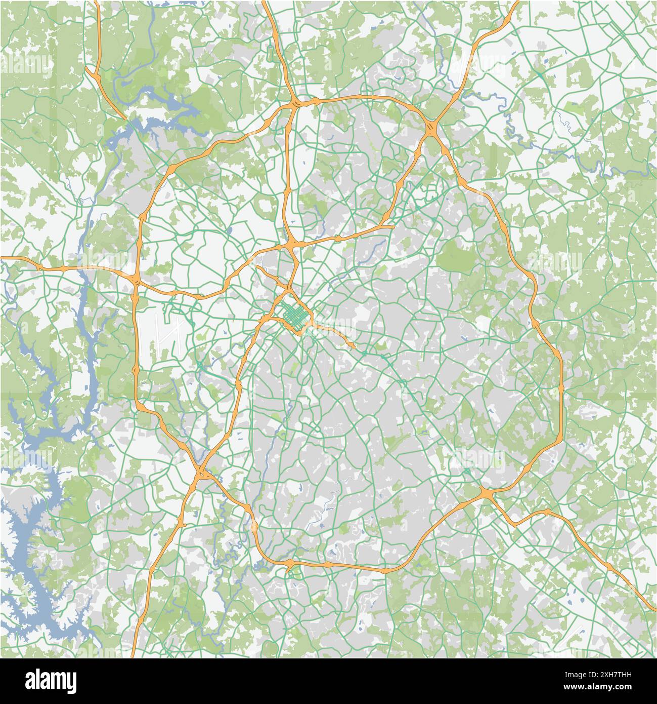 Road map of Charlotte in North Carolina. Contains layered vector with roads water, parks, etc