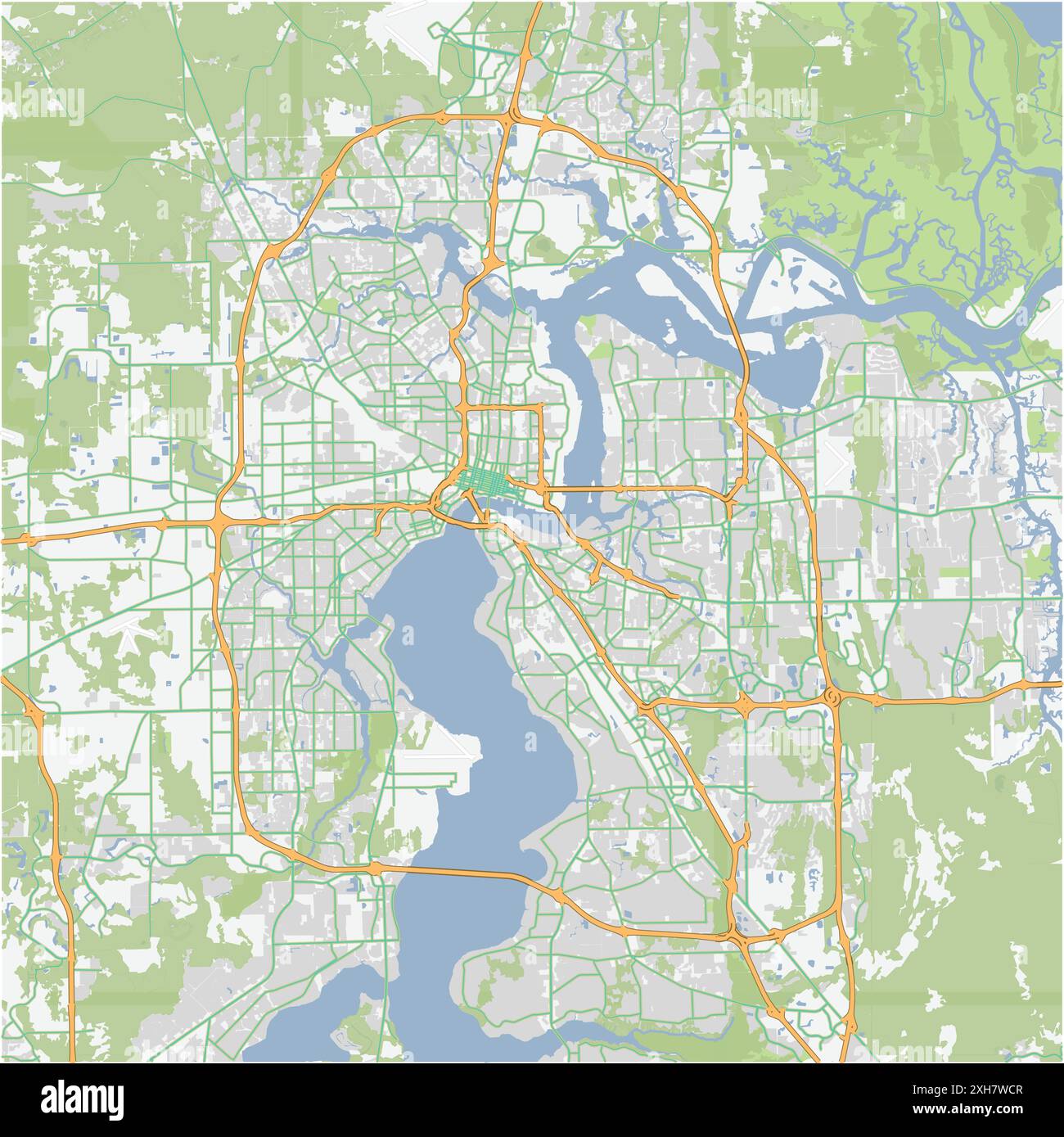 Jacksonville Florida Map - Road Map Of Jacksonville In Florida Contains Layered Vector With Roads Water Parks Etc 2XH7WCR