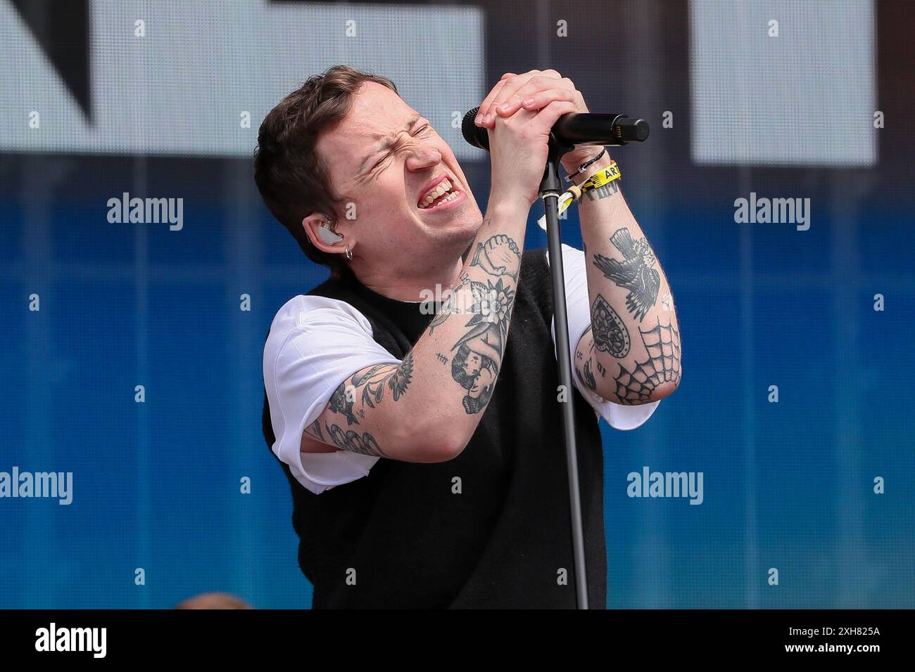 Glasgow, UK. 12th July, 2024. The band 'Picture This' played TRNSMT on the first day of the annual music festival, held in Glasgow Green, near Glasgow City centre, Scotland, UK. Credit: Findlay/Alamy Live News Stock Photo