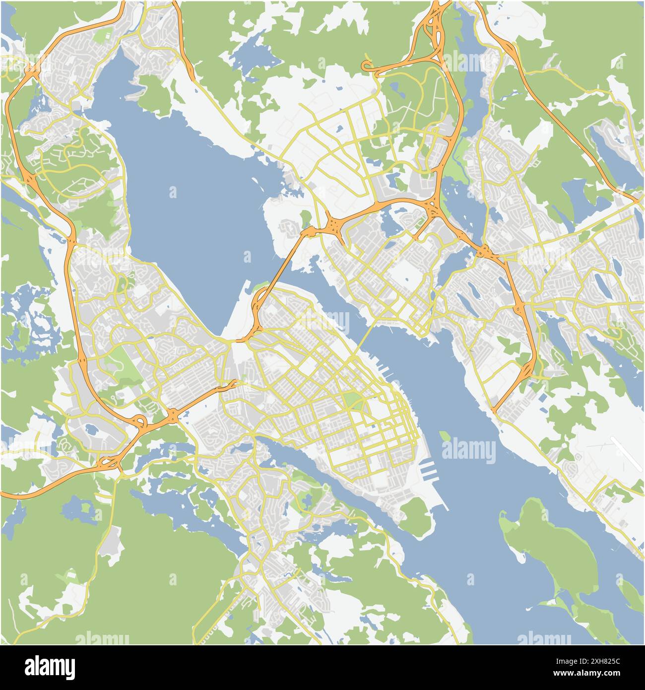 Road map of Halifax in Canada. Contains layered vector with roads water, parks, etc. Stock Vector