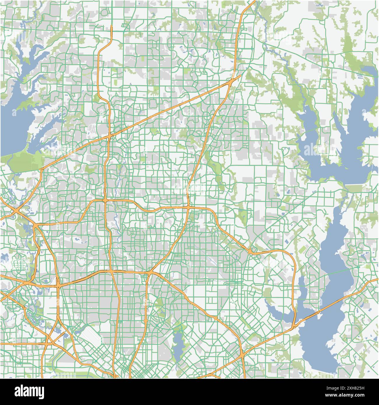Road map of Plano in Texas. Contains layered vector with roads water, parks, etc Stock Vector