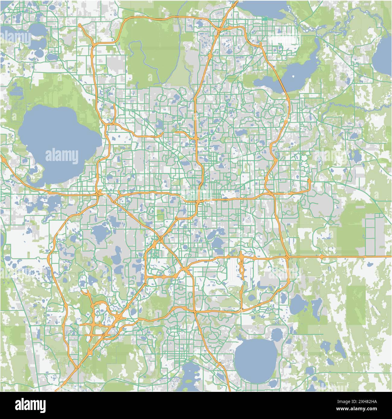 Road map of Orlando in Florida - Road Map Of Orlando In Florida Contains Layered Vector With Roads Water Parks Etc 2XH82HA 