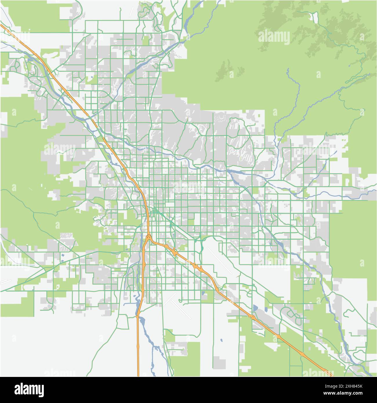 Road map of Tucson in Arizona. Contains layered vector with roads water ...