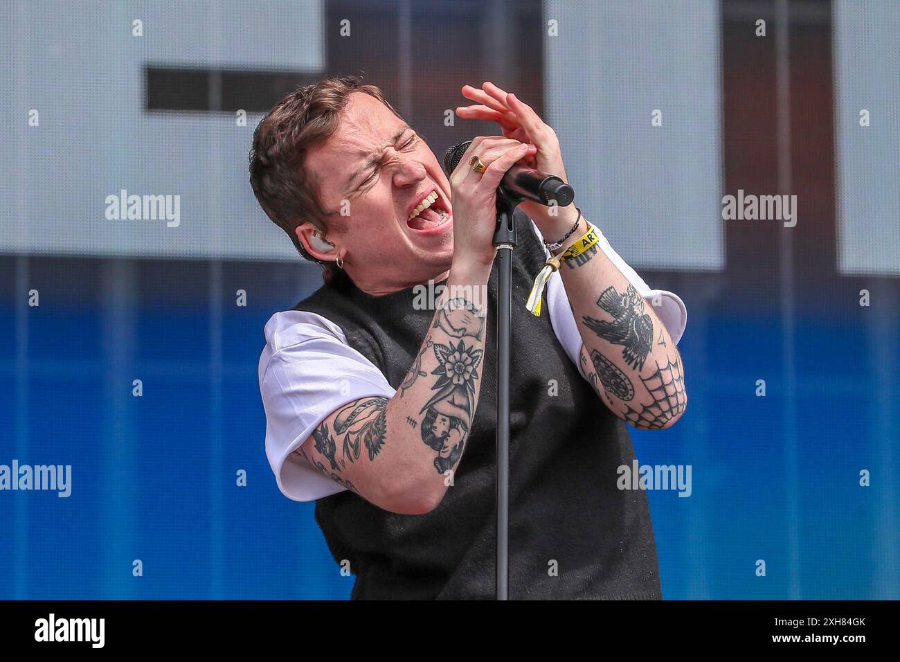 Glasgow, UK. 12th July, 2024. The band 'Picture This' played TRNSMT on the first day of the annual music festival, held in Glasgow Green, near Glasgow City centre, Scotland, UK. Credit: Findlay/Alamy Live News Stock Photo