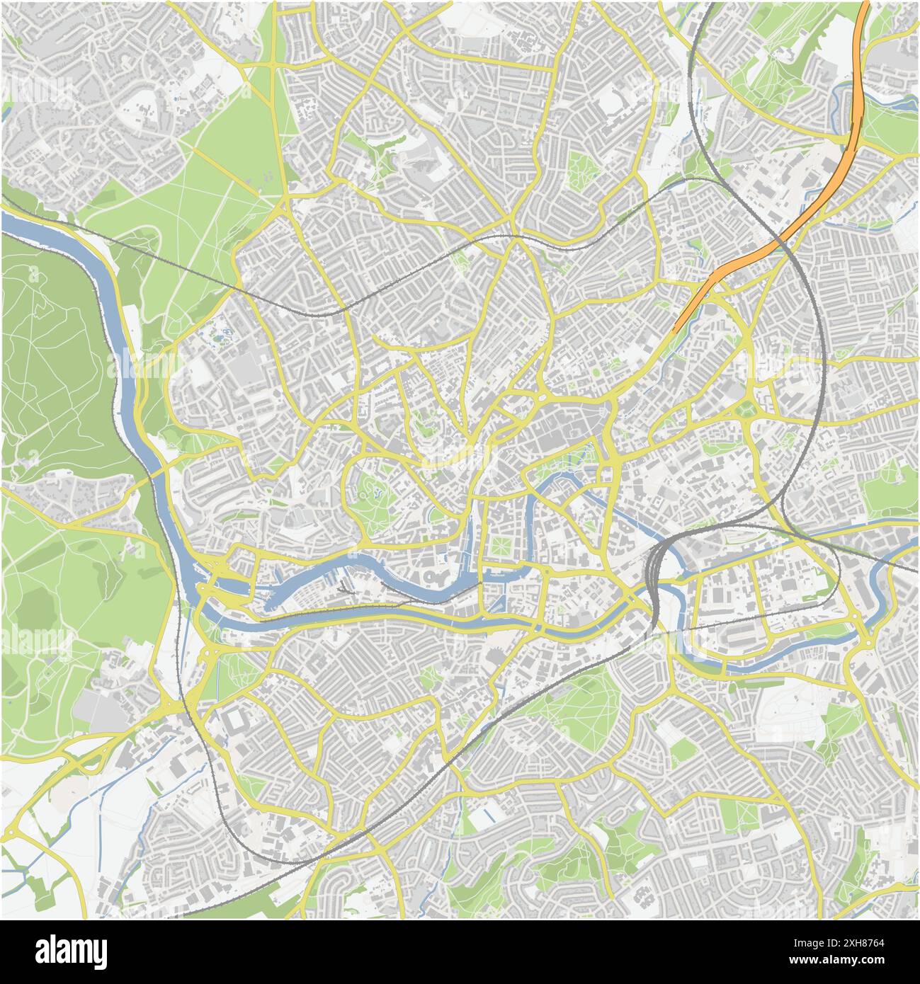 Road map of Bristol in United Kingdom. Contains layered vector with roads water, parks, etc. Stock Vector