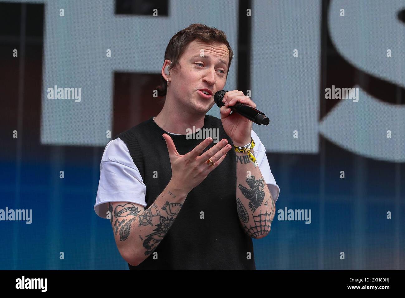 Glasgow, UK. 12th July, 2024. The band 'Picture This' played TRNSMT on the first day of the annual music festival, held in Glasgow Green, near Glasgow City centre, Scotland, UK. Credit: Findlay/Alamy Live News Stock Photo