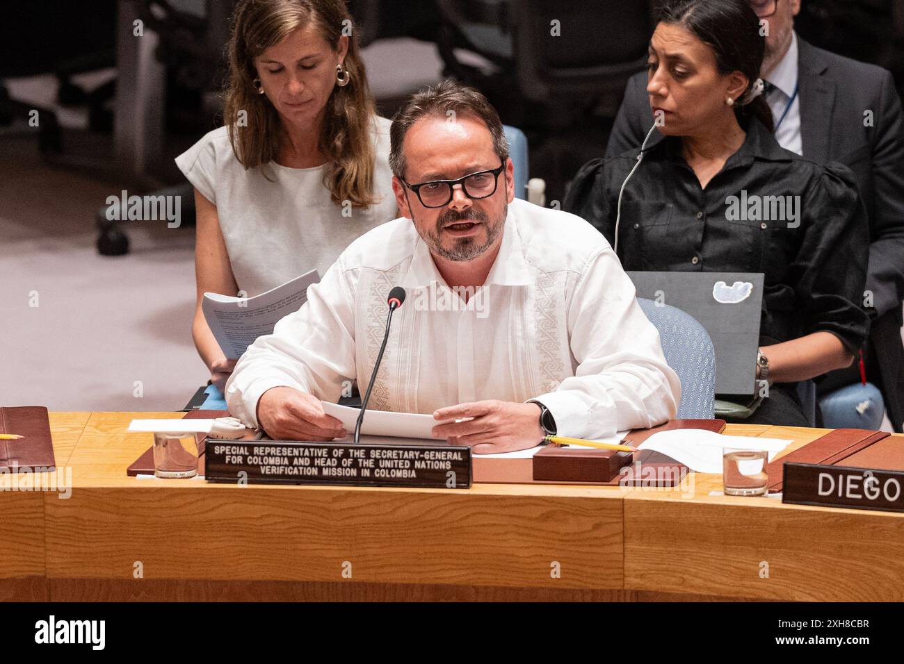 New York, United States. 11th July, 2024. Carlos Ruiz Massieu, Special Representative of the Secretary-General for Colombia and Head of the United Nations Verification Mission in Colombia speaks during Security Council meeting on situation in Colombia and UN verification mission in Colombia at UN Headquarters in New York (Photo by Lev Radin/Pacific Press) Credit: Pacific Press Media Production Corp./Alamy Live News Stock Photo