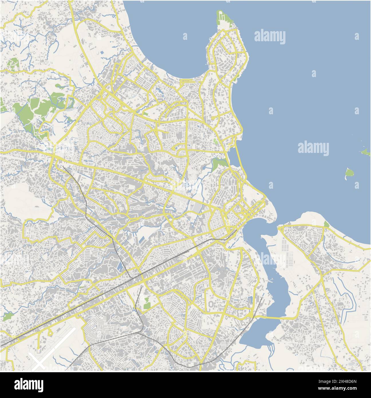 Road map of Dar es Salaam in Tanzania. Contains layered vector with ...