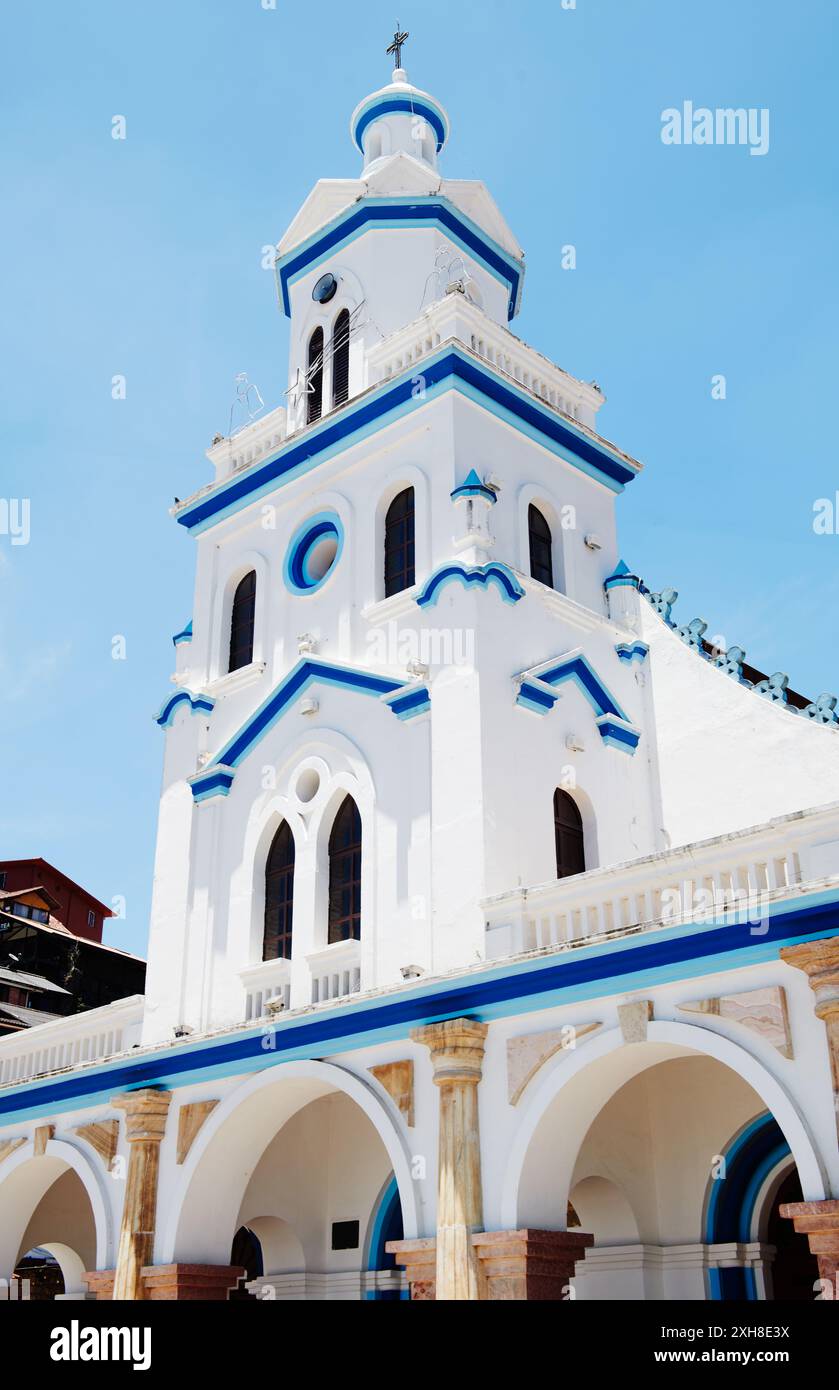 Architectural detail of the Church of Turi, Cuenca, Ecuador, South America Stock Photo