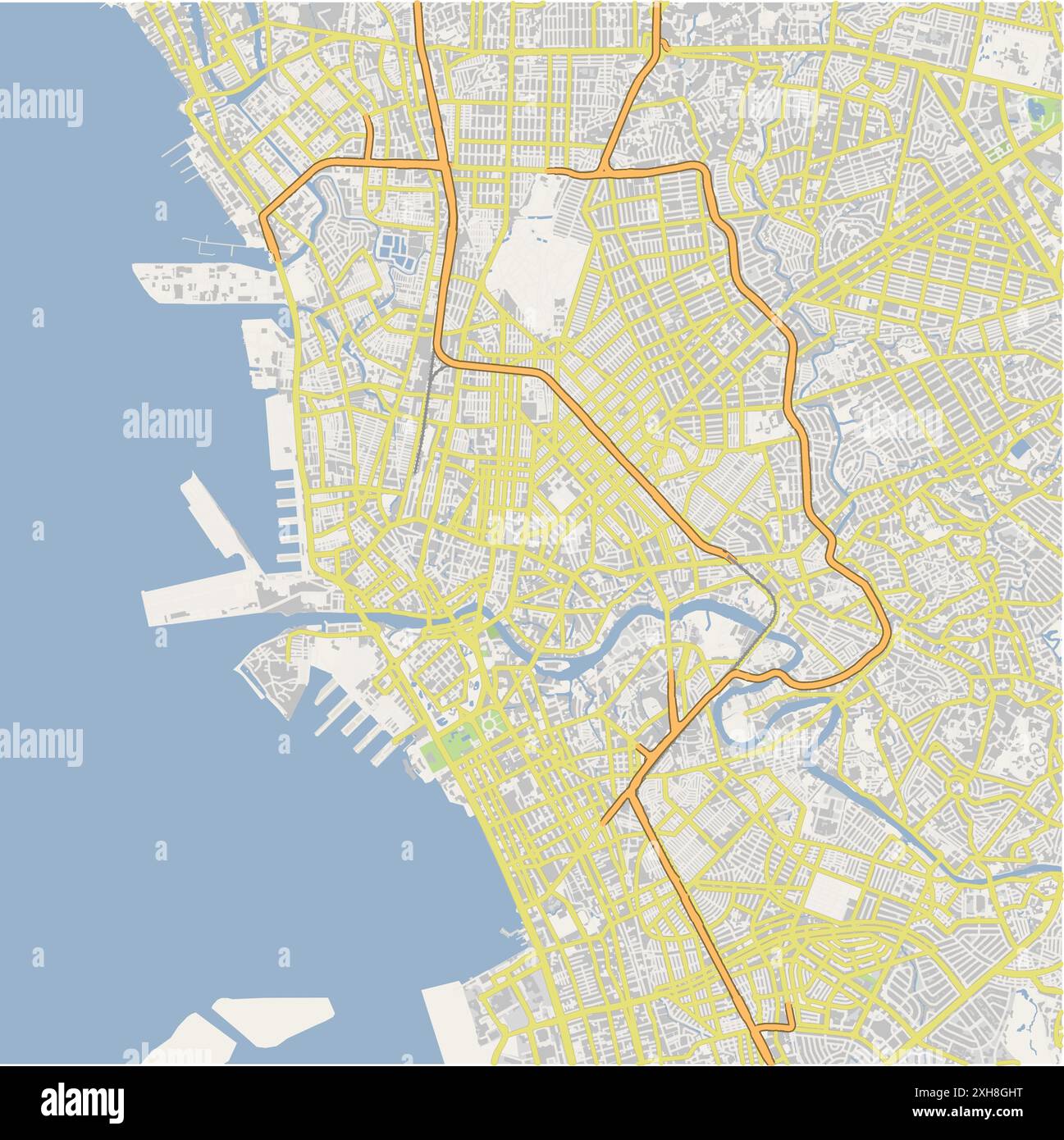 Road map of Manila in Philippines. Contains layered vector with roads ...