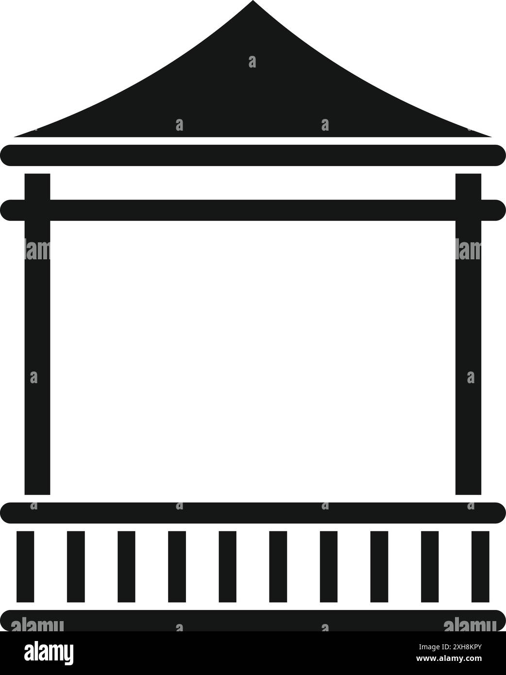 Simple black and white icon of a gazebo standing on white background ...