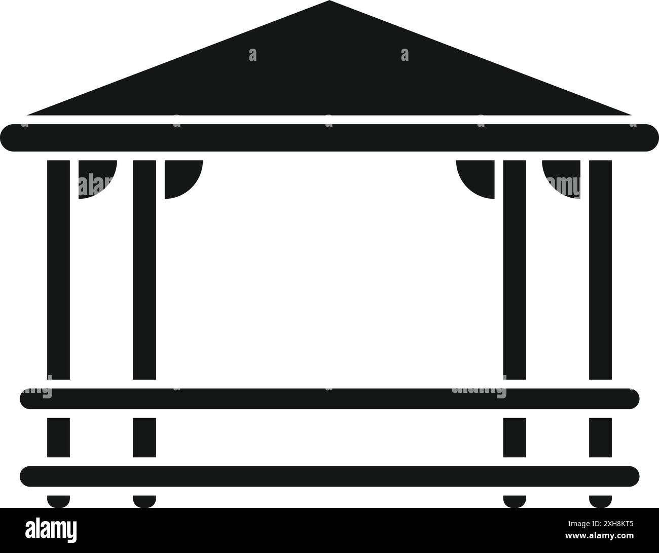 Simple black and white icon of a wooden gazebo providing shelter Stock ...