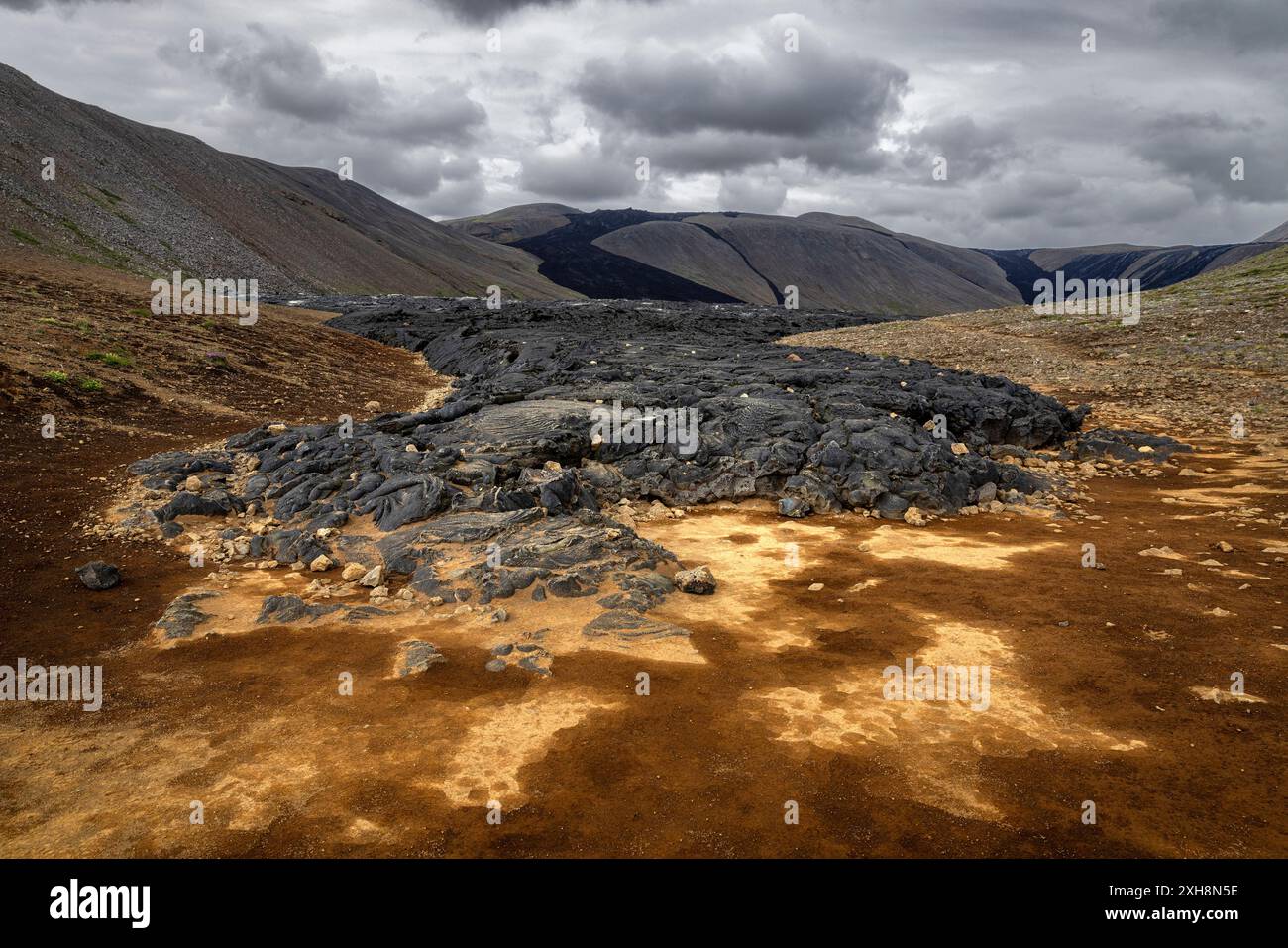 Black basalt lava flow Reykjanes iceland background 2024 Stock Photo ...