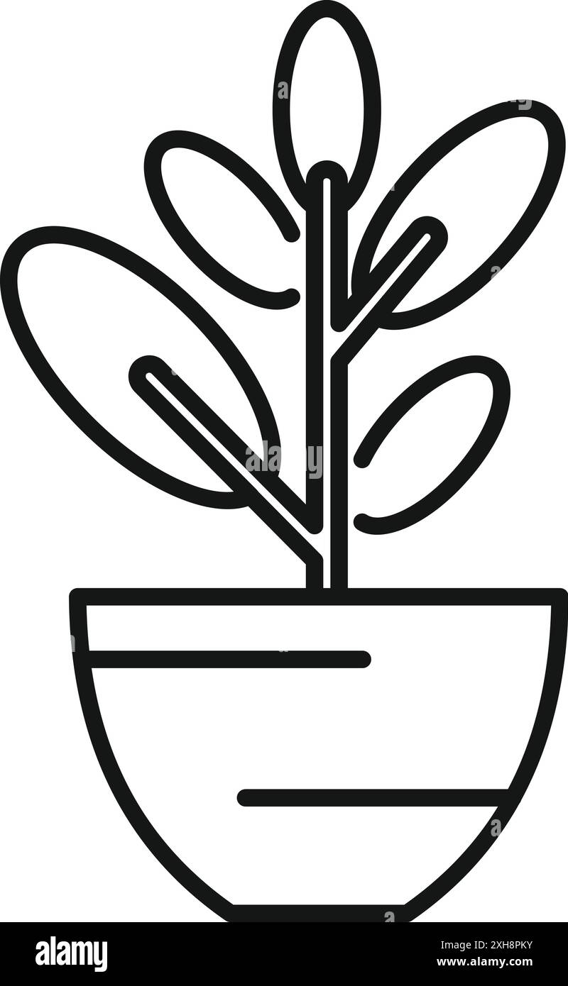 Simple black and white icon of a plant growing in a pot, perfect for ...